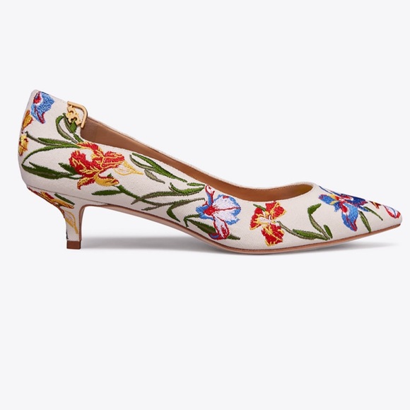 Tory Burch Shoes - Tory Burch Elizabeth embroidered kitten heels